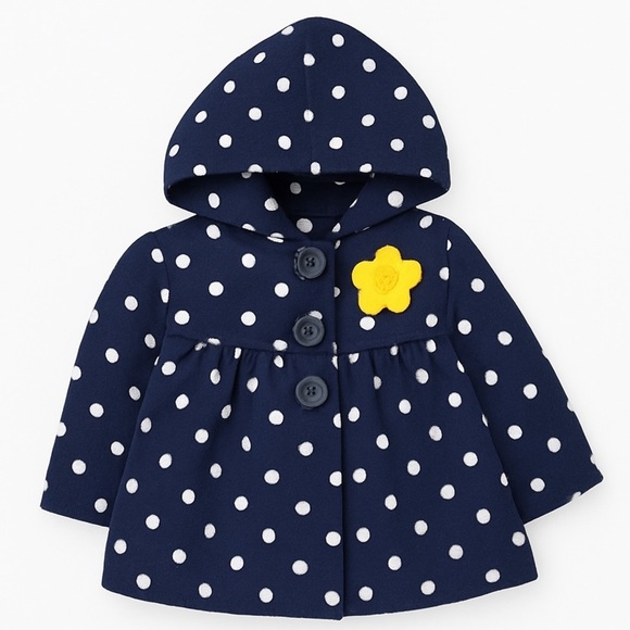 Polka Dot Navy and White Hooded Jacket - Picture 1 of 7